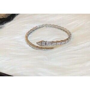 Womens Designer Inspired Snake CZ Gold Tone Wrap Bracelet Quiet Luxury Witchy